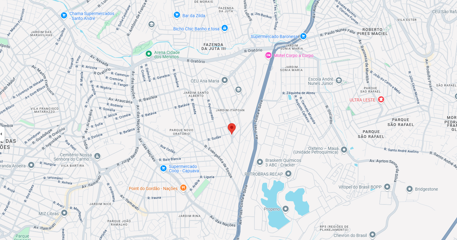 ENDEREÇO 1 SEDE MATRIZ - Rua Marco Aurélio, 636 - Jardim Itapoan, Santo André - SP, CEP: 09260-640.